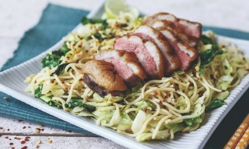 Duck with Stir-Fried Cabbage And Noodles